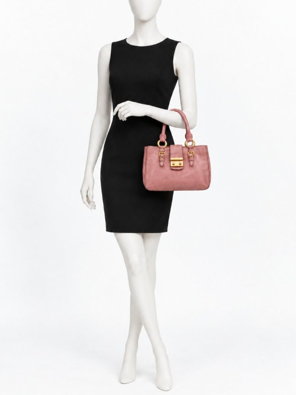 Miu Miu Pink Vitello Leather Satchel Top Handle Bag